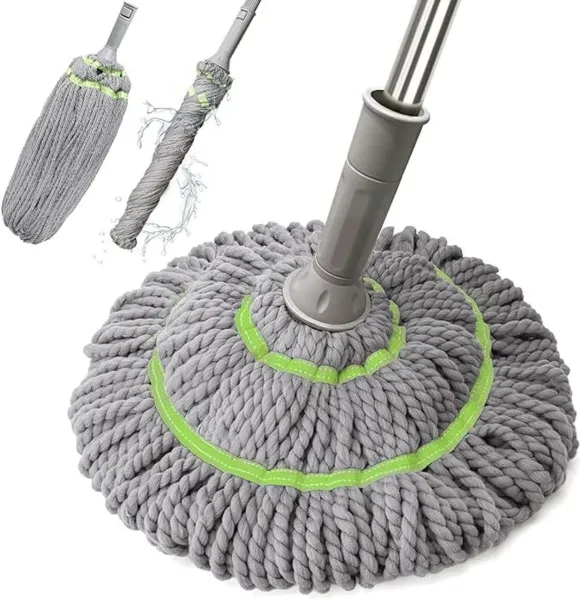 JIKRA Mop for Floor Cleaning – Microfiber Twist Mop with Long Handle, Self Wringing