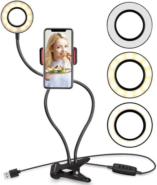 JIKRA Selfie Ring Light – Clip On Ring Light with Phone Holder & Flexible Arms