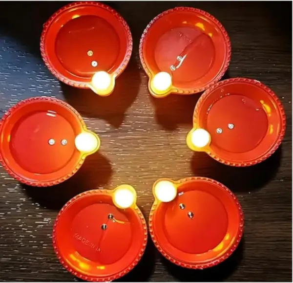 JIKRA Water Diya – Water Sensor LED Diya Set of 6, Artificial Flameless Dia / Panti