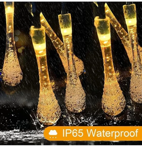 JIKRA String Lights – Water Drop LED Fairy Lights, Warm Yellow